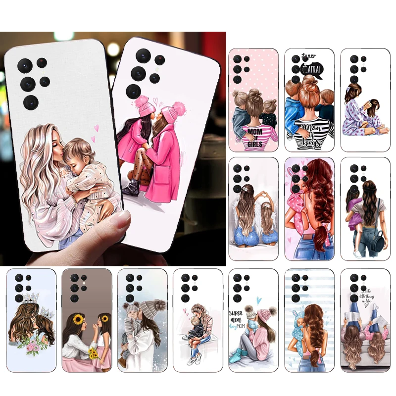 

Mother Mom Daughter Son Phone Case for Samsung Galaxy S23 S22 S21 S20 Ultra S20 S22 S21 S10E S20FE Note 10Plus 20 Ultra Funda