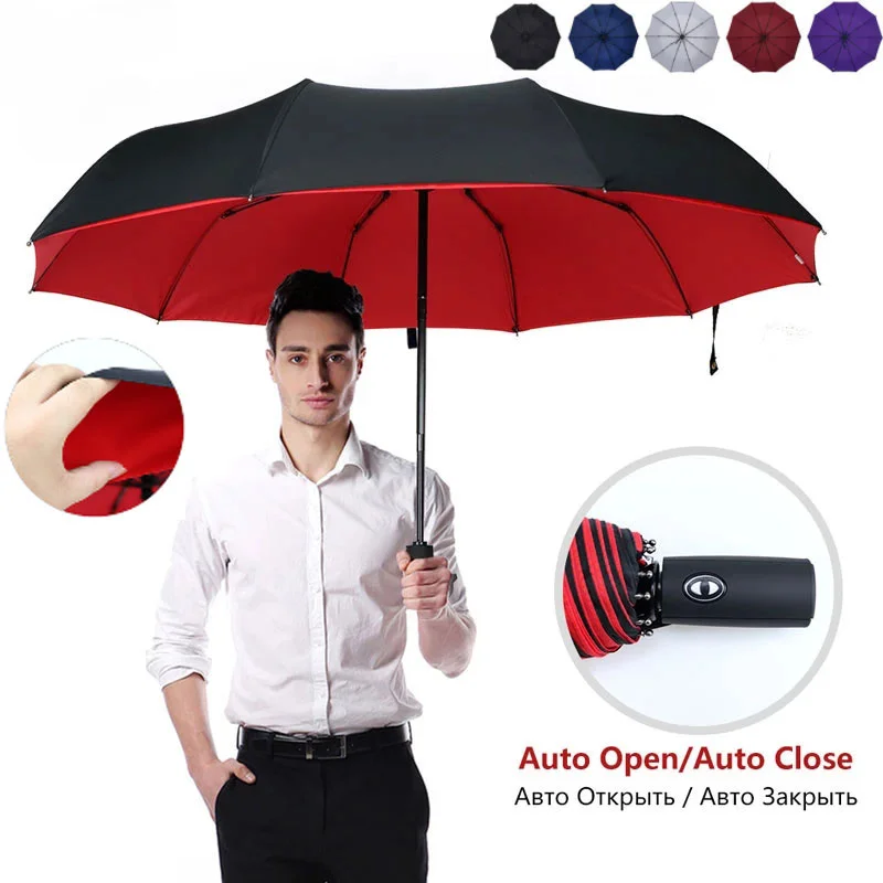 

Windproof Double Layer Resistant Umbrella Fully Automatic Rain Men Women 10K Strong Luxury Business Male Large Umbrellas Parasol