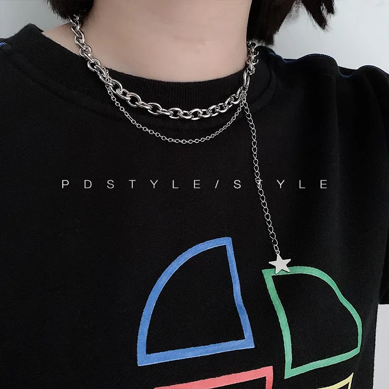 Pdsle XINGX Двухслойное двойное простое ожерелье с кисточками Ins Personali Универсальное