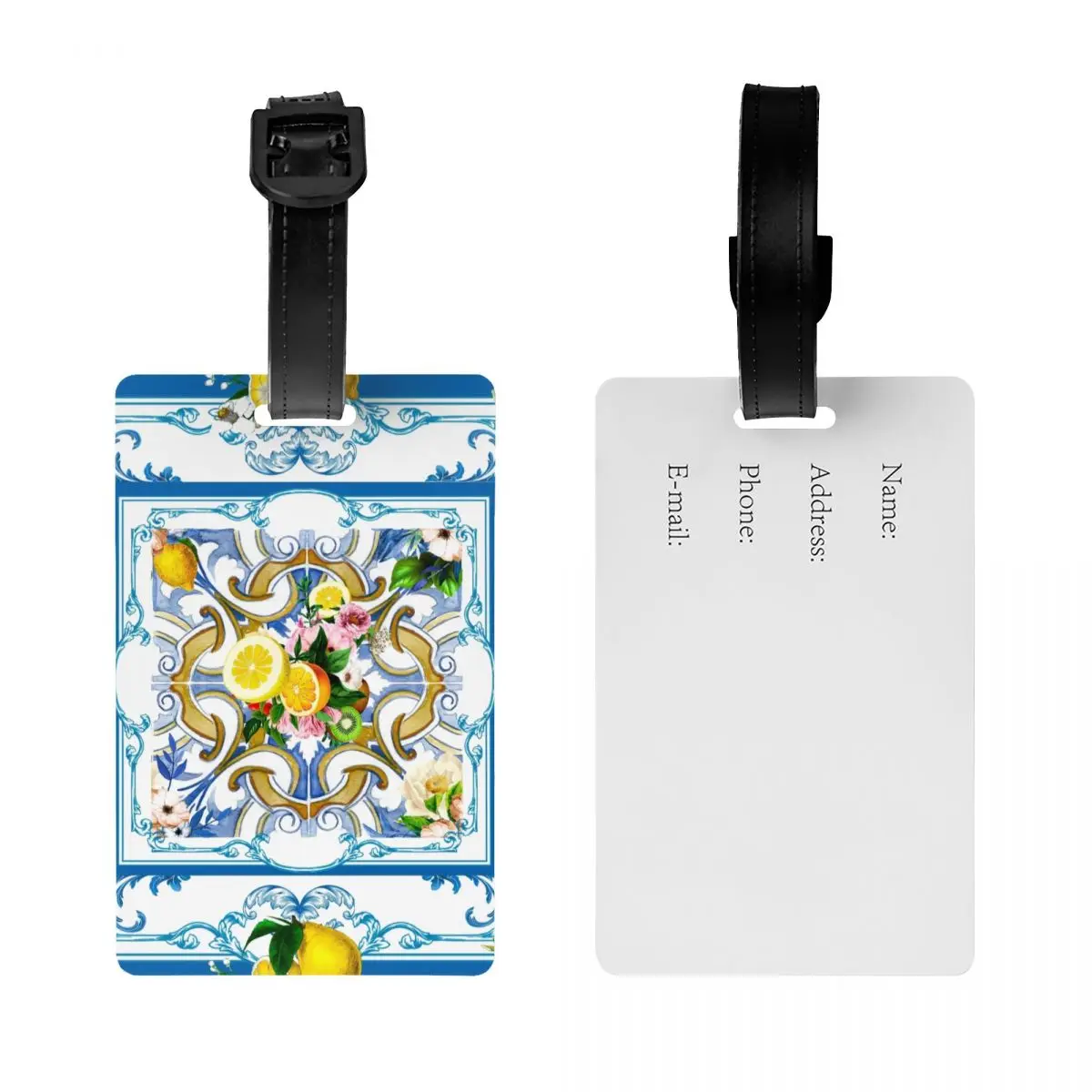 Пользовательские средиземноморские летние лимоны плитки бирки для чемоданов