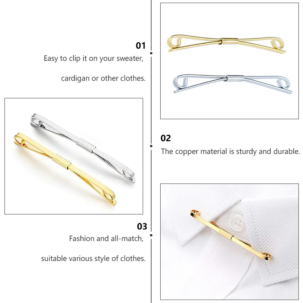 2Pcs Multifunction Sweater Shawl Decorative Clips Cardigan Collar Clips Brooch