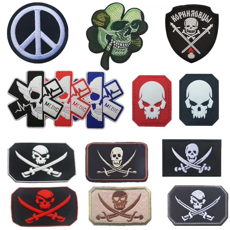 

USA Navy Seal Team Pirate Skull Flag IR Patches BLACKBEARD PIRATE EDWARD Emblem DIY Patches for Clothing Military Army Badges
