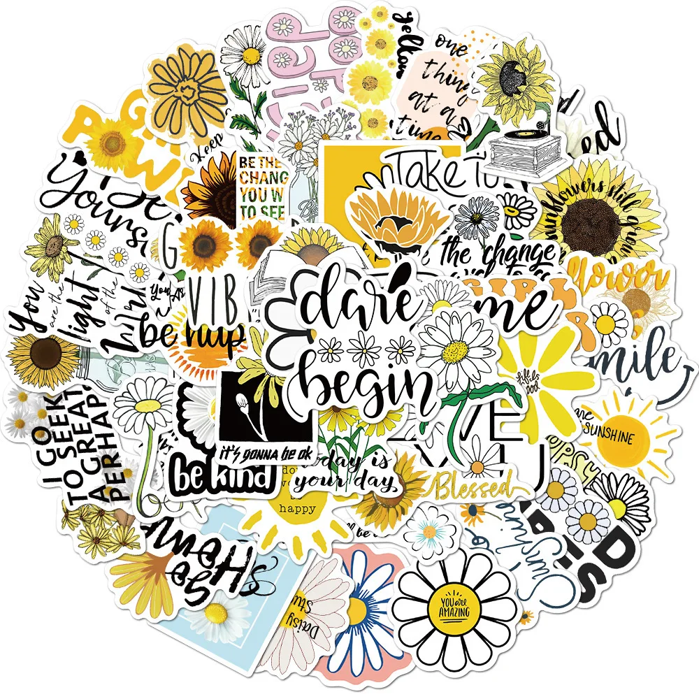 

10/50pcs Little Daisy Stickers For Notebooks Stationery Helmet Scrapbooking Scrapbook Supplies Stickers Aesthetic