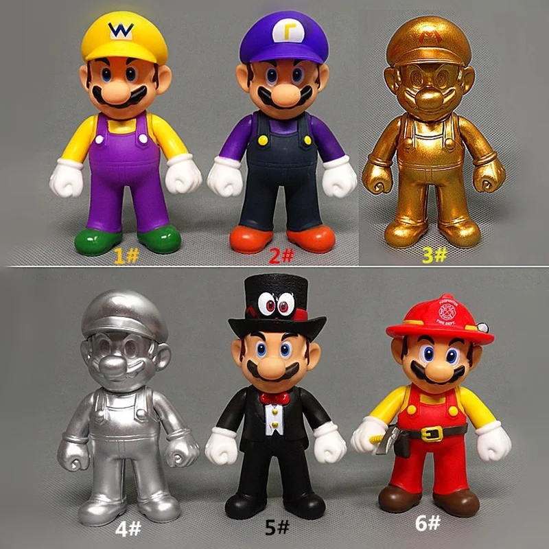 

Original Super Mario Golden Edition Game PVC 10-12cm Action Figures Toys Mario Hand Foot Rotatable Cartoon Doll Model Child Gift