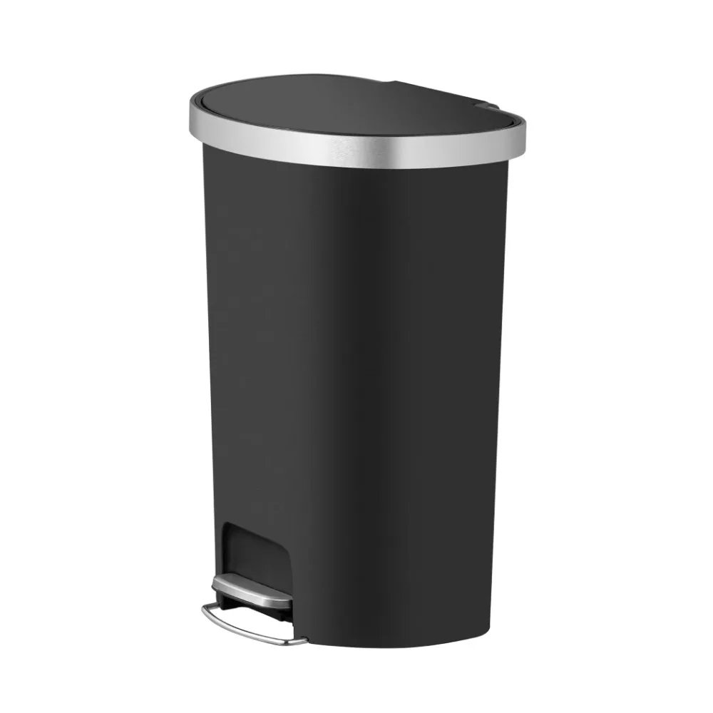 

14.5-gal Plastic Semi Round Kitchen Step Trash Can, Black