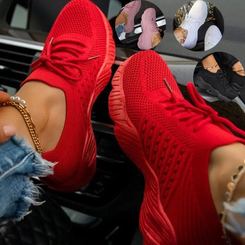 

Кроссовки женские на толстой подошве, однотонные удобные дышащие уличные туфли на шнуровке, белые, большие размеры, на лето