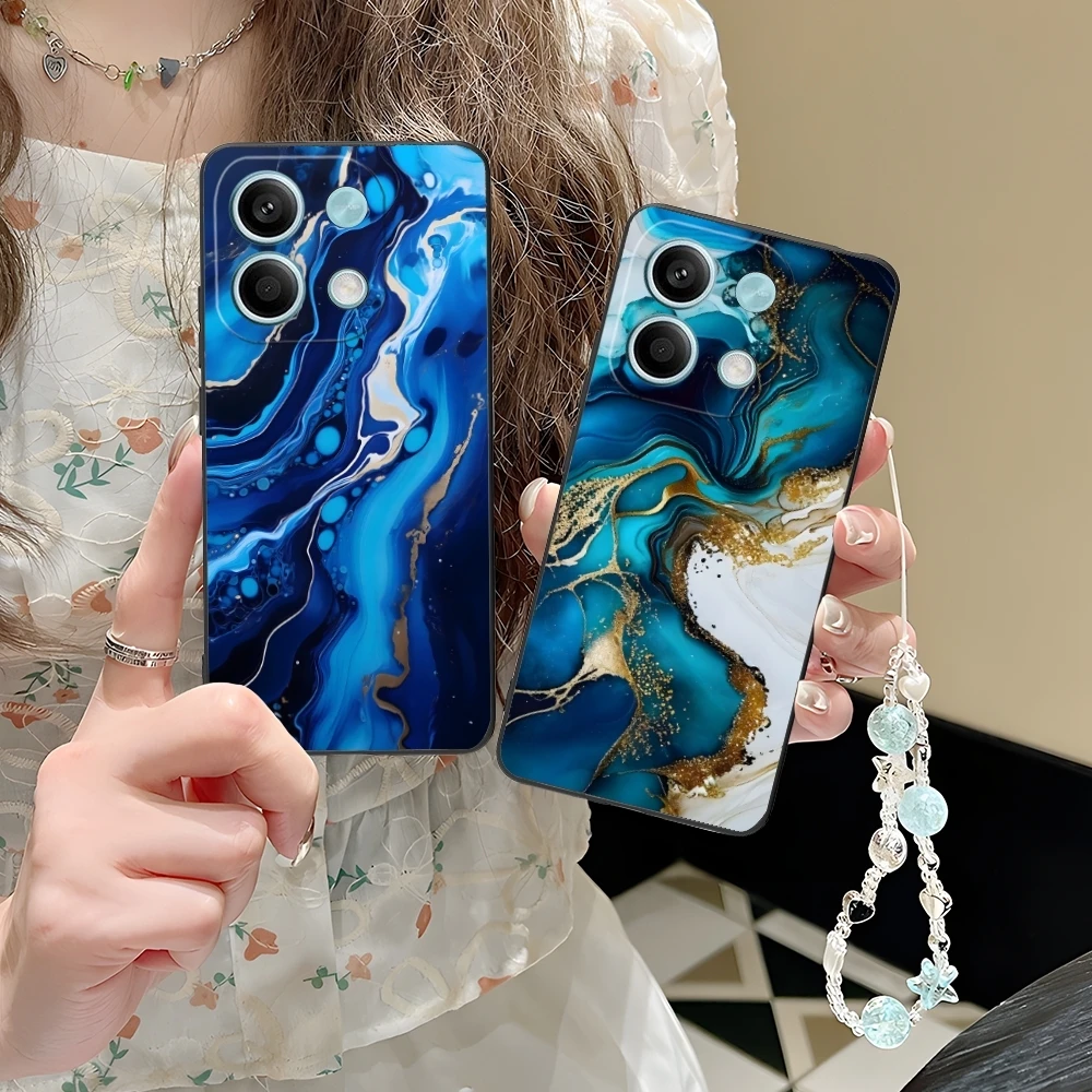 Luxury Golden Stone Mobile Cell Phone Case for Xiaomi POCO M6 M5 M4 M3 X6 X5 X4 X3 F6 F5 F4 F3 F2 C40 Pro GT 5G Black Cover