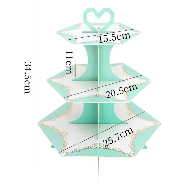 Luxury paper cake stand wedding event birthday party layout three-layer marble Phnom Penh dessert table tray decoration