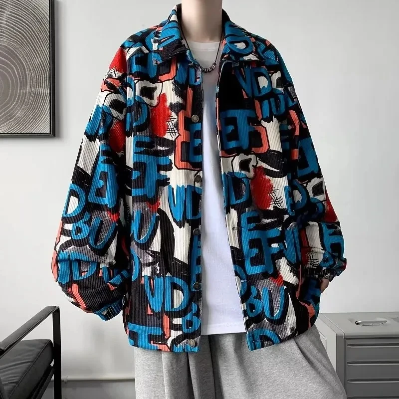 All Match Versatile Spring Autumn Fashion Men's Solid Casual Shirt Loose Pockets Letters Jacket Coat Cool Boy Soft Flower Warm