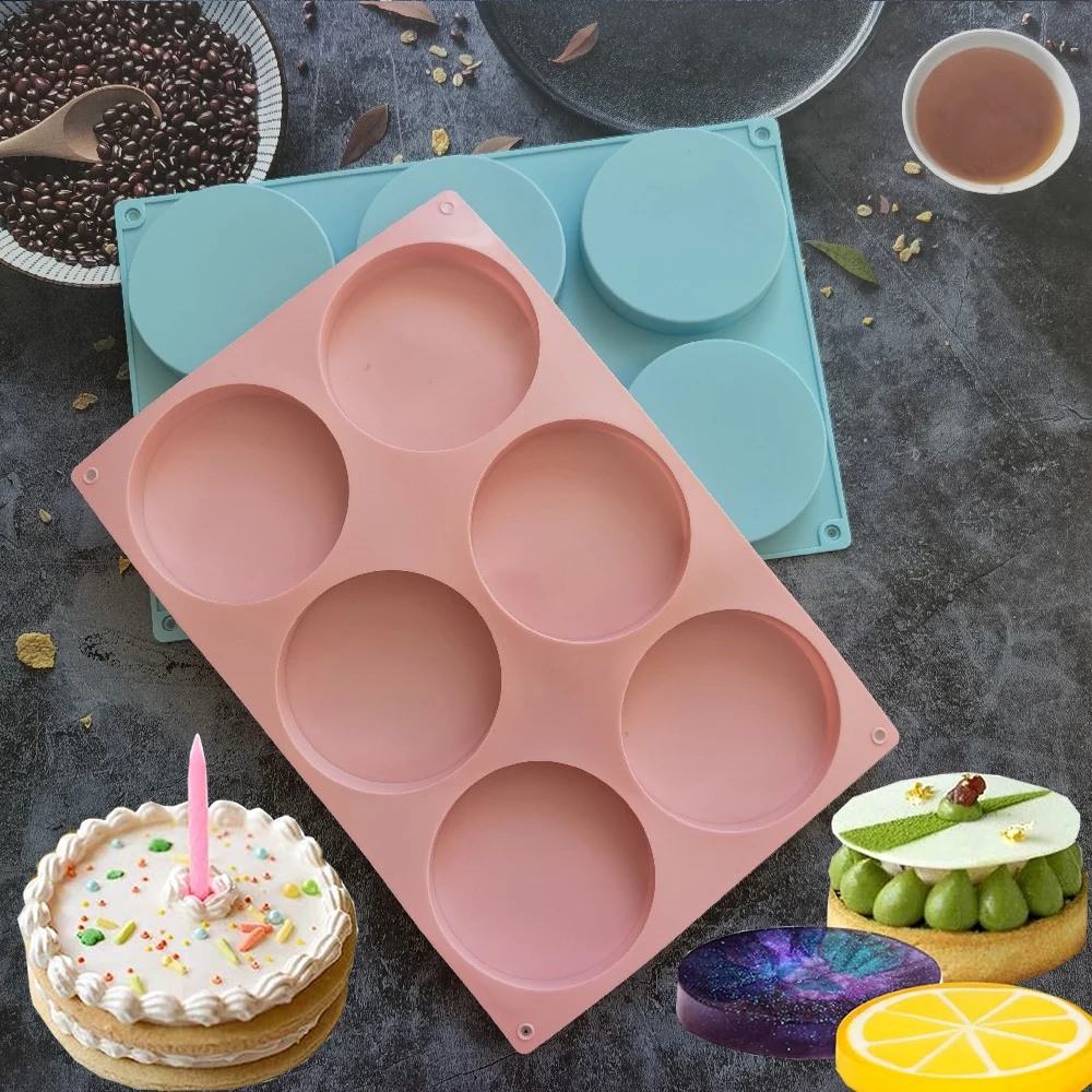 

6 Cavity Round Silicone Disc Cake Mold Baking Molds Making Candy Soap Resin Art Mousse Cake Pan French Dessert Pie