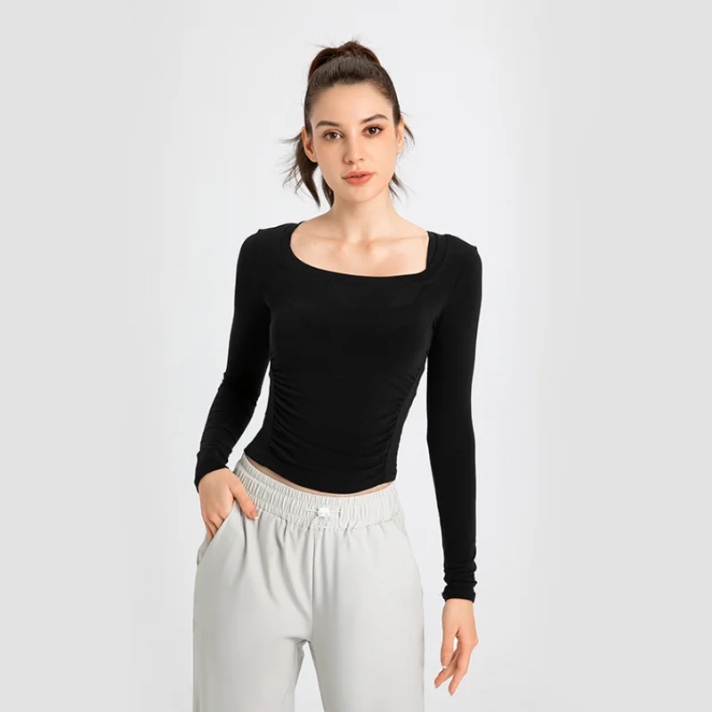 

Женская футболка, женский костюм, топ для спортзала, Укороченные спортивные колготки с длинными рукавами, сексуальная облегающая одежда дл...