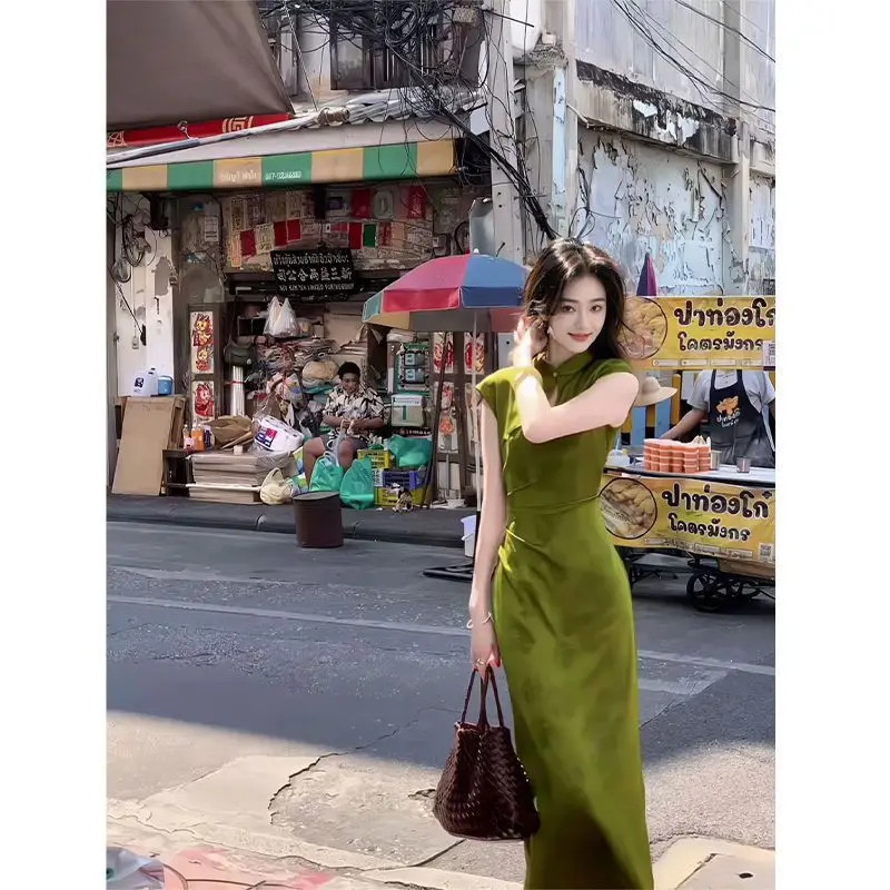 Женское винтажное платье-Ципао без рукавов