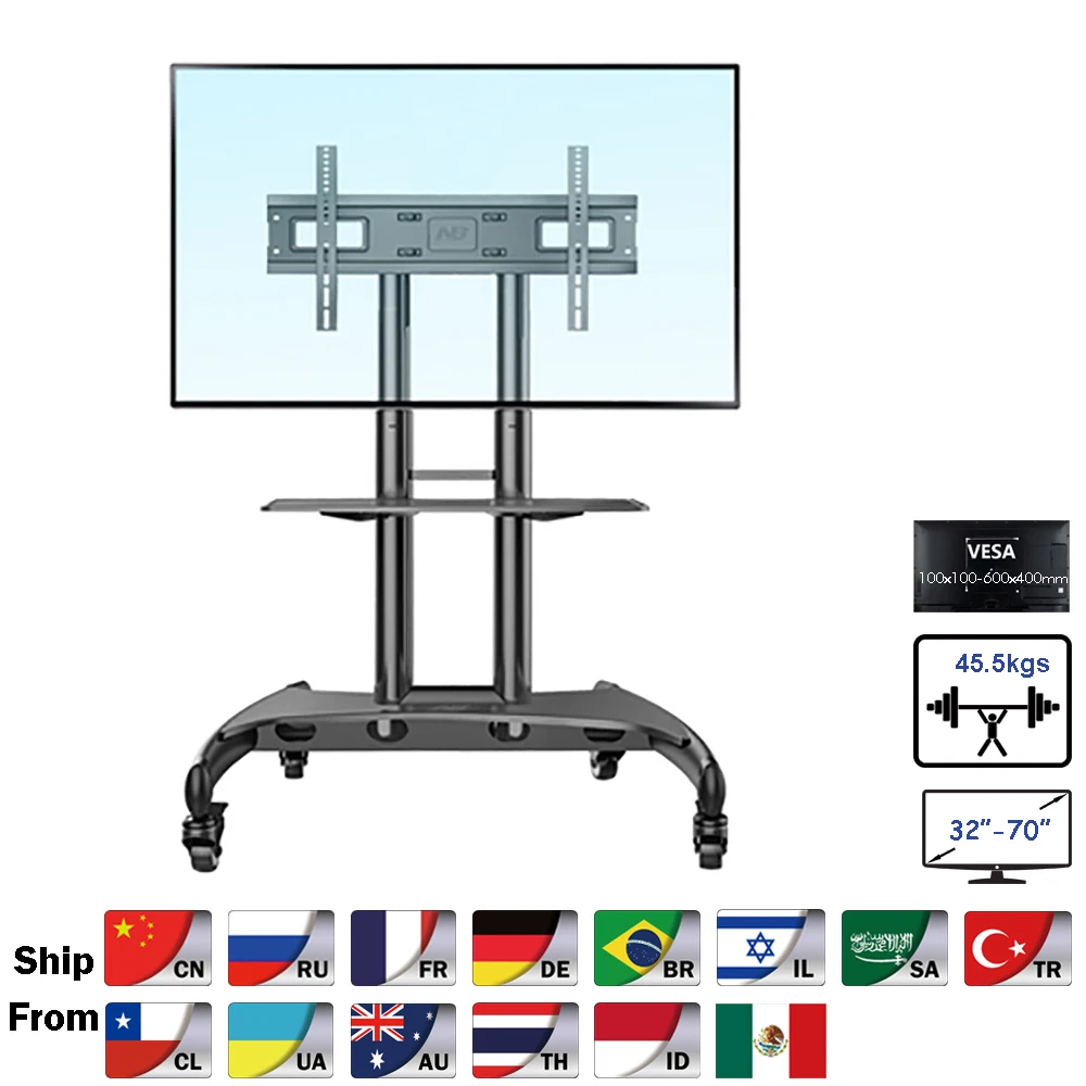 Cart 32"-70" Flat Panel Led Lcd Plasma Tv Stand With Camera 