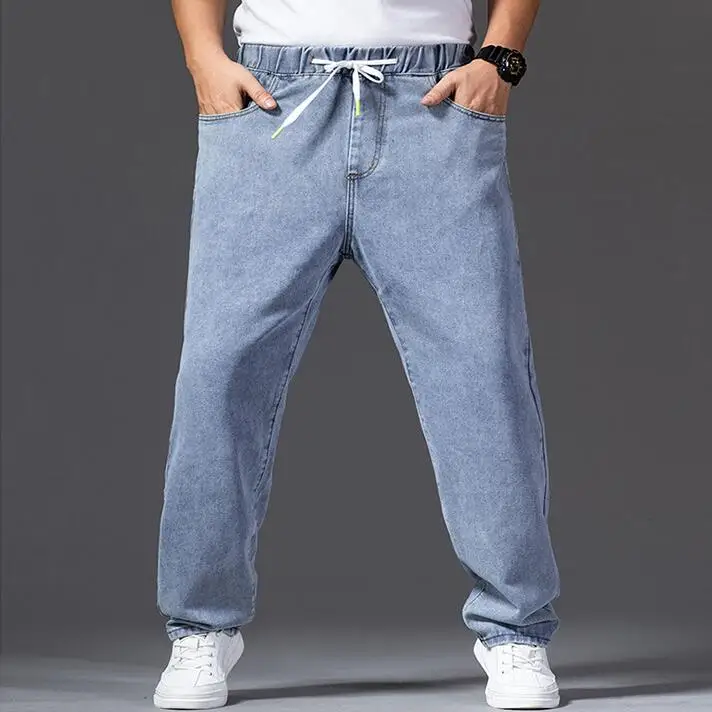 Thick-Legged Big Trousers Wide Leg Jeans Men's Straight Loose Big-Legged Denim Trousers Suitable For Body Weight 50-140 kg