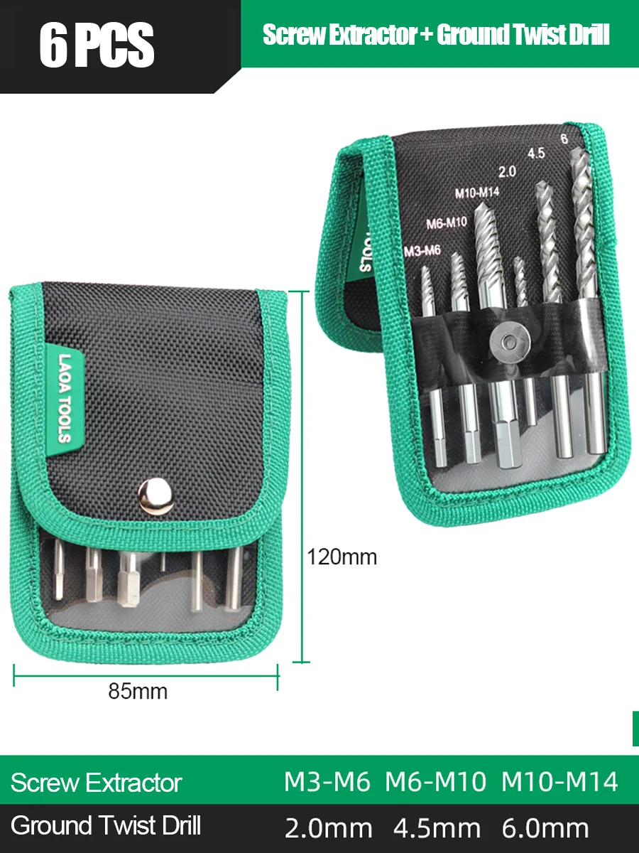 

Профессиональный Набор LAOA Для Извлечения Сломанных Болтов И Гаек С Удобными Сверлами