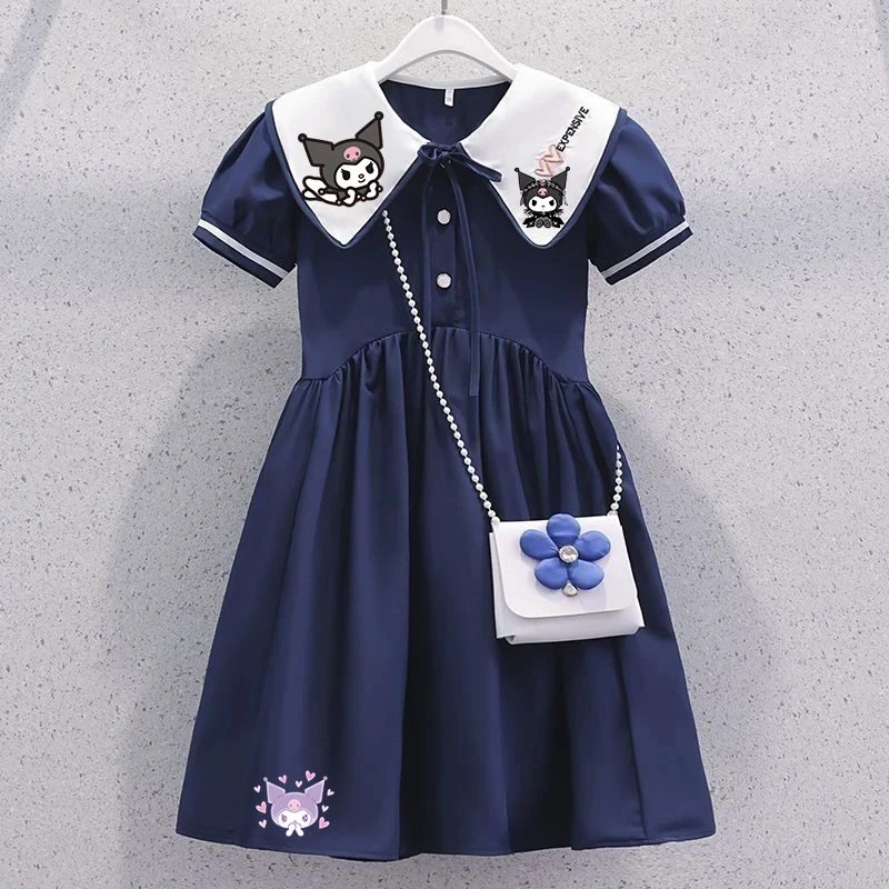 Miniso Sanrio My Melody Cinnamoroll Kuromi платье принцессы для девочек летняя тонкая детская юбка с