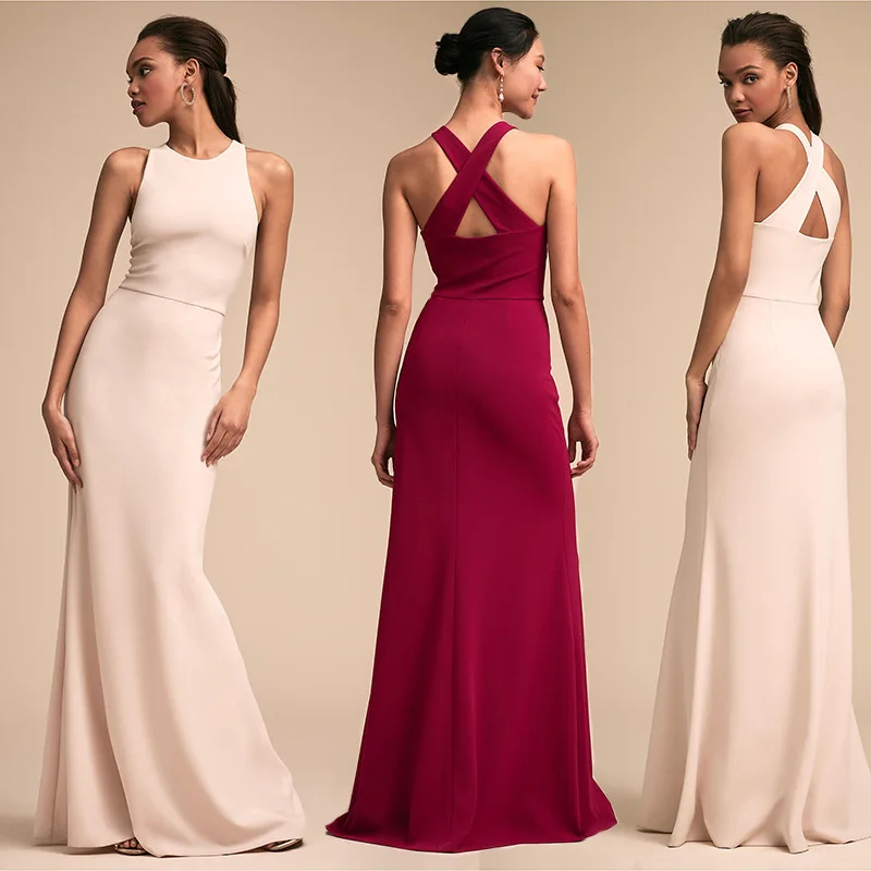 

Spring 2022 European and American sexy fashion women's backless suspenders cross evening dress