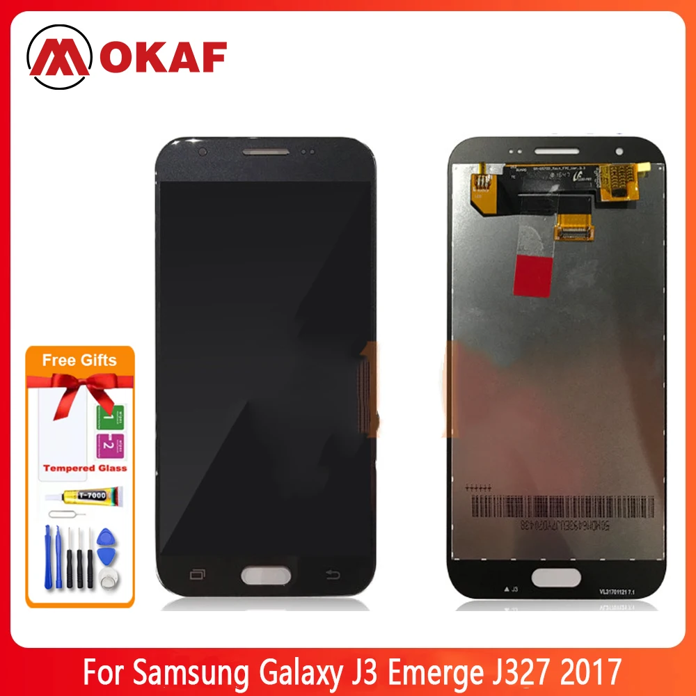 

OKANFU New Original For Samsung Galaxy J3 Emerge J327 2017 lcd display touch screen digitizer Assembly for Galaxy j3 prime/ J3