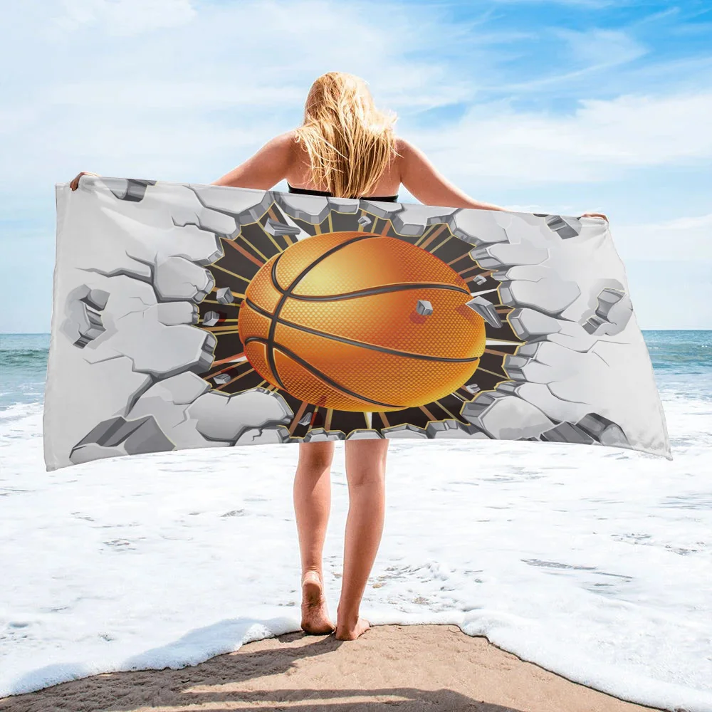 

Basketball Wall Crack Beach Towel Microfiber Large Adult Kids Bath Towels Beach Cushion SPA Bathroom Towel Sport Yoga Mat