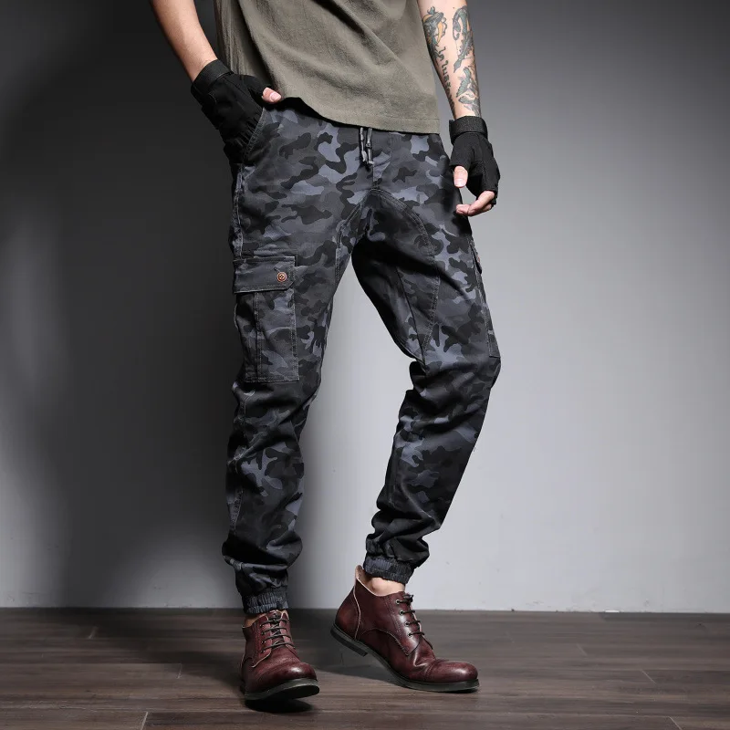 Workwear Trousers Summer New European and American Men's Camouflage Large Size Elastic Leggings Cross-border Clothing