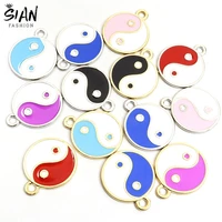 6 pcslot enamel tai chi yin yang round charms for pendant necklace keychain earrings diy jewelry making handmade finding crafts