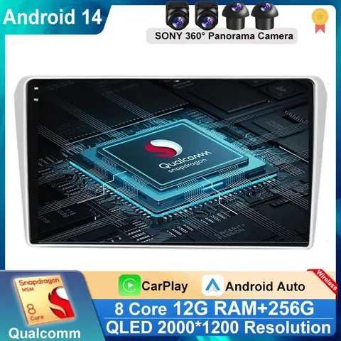 Автомагнитола для Toyota Avensis T250 2 II 2003 - 2009 Android 14, мультимедийный проигрыватель, навигация GPS QLED сенсорный экран авто Carplay