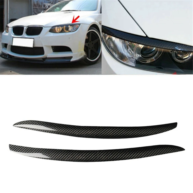 

1 Pair Car Stickers Headlight Lid Eyebrow EyeLids for-BMW E92 E93 335I Model 2006-2012 Carbon Fiber Eyelids Trim Cover