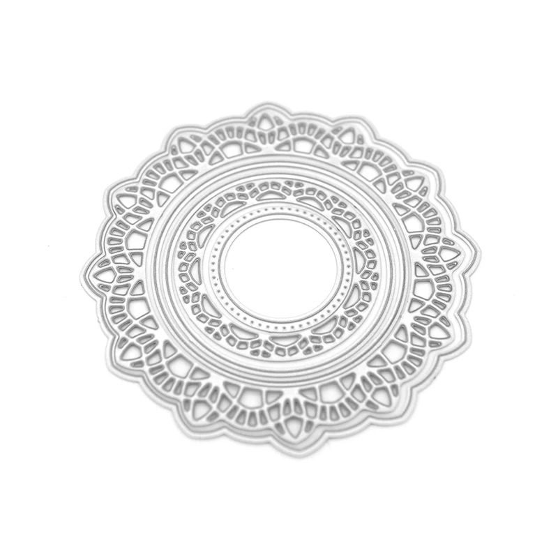 Кружевное круглое украшение, металлические Вырубные штампы, бирка и фон, вырезанные штампы для скрапбукинга, фотоальбома, декоративные открытки