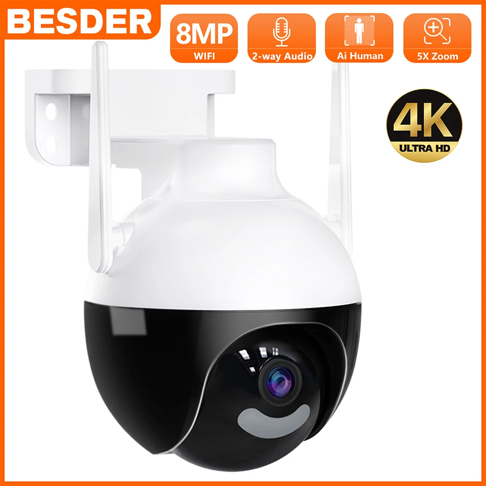 

BESDER 8MP 4MP PTZ IP Camera WiFi Ai Human Detection Color Night Vision Two-way Audio CCTV Video Surveillance Security Camera