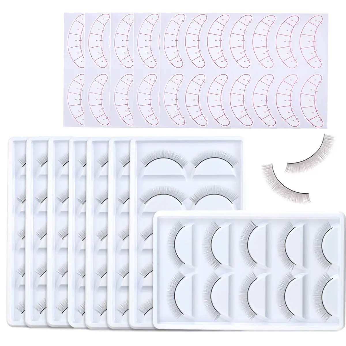 Practice Eyelash Extension Supplies Self Adhesive Training Natural Lashes Strips Eyelashes Patches Eye Tips Sticker for Beginer