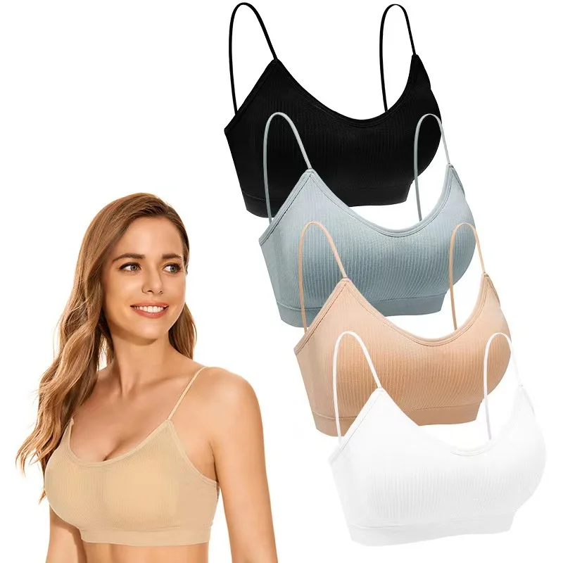 Sexy Thin Strap Tube Top Large Size Sports Shockproof Gathering Underwear Bra Sling Wrap Chest Can Be Wearable Ladies Bra