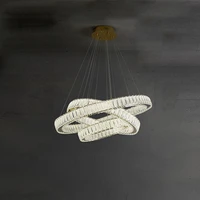 modern simple luxury circle ring shape design decorative crystal chandelier villa pendant light living room suspension lamp
