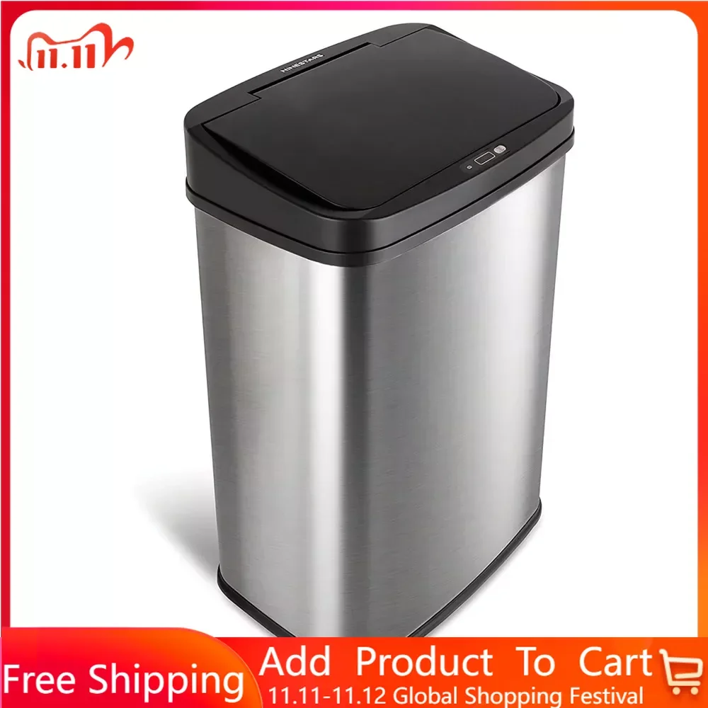

Motion Sensor Rectangular Kitchen Garbage Can Dustbin Free Shipping Food Waste 13.2 Gal Trash Bin Recycle Household Cleaning