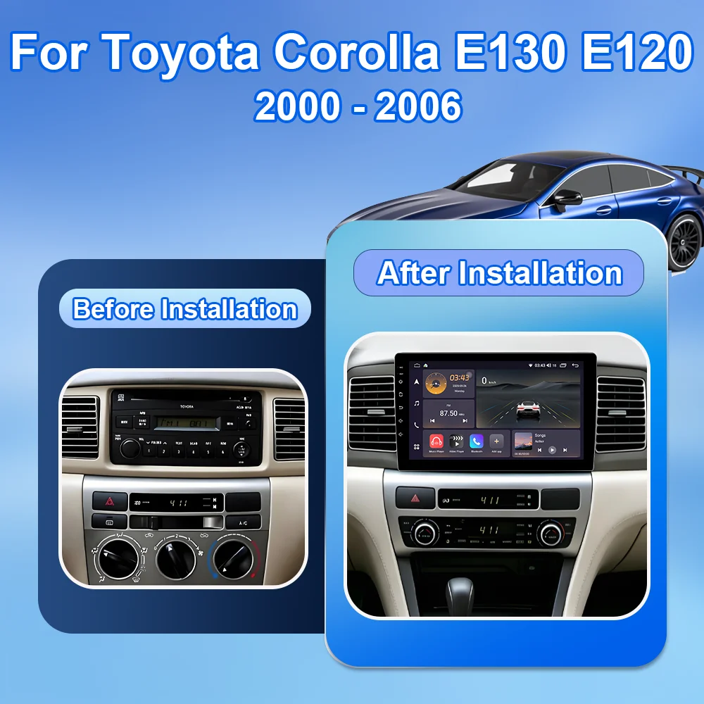 Фото Автомагнитола Android 16 с Carplay для Toyota Corolla E130 E120 2000-2006, GPS-система, Wi-Fi, DSP №4