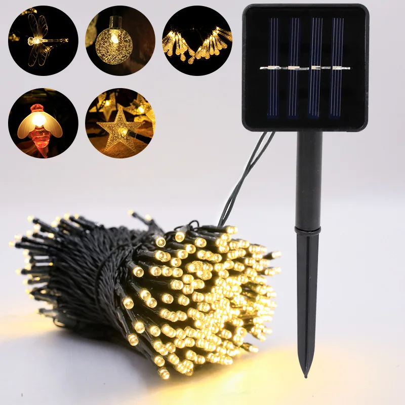 

100 200 LED Outdoor Solar String Fairy Light Festoon Waterproof Street Garland Solar Power Lamp Christmas Party for Garden Decor