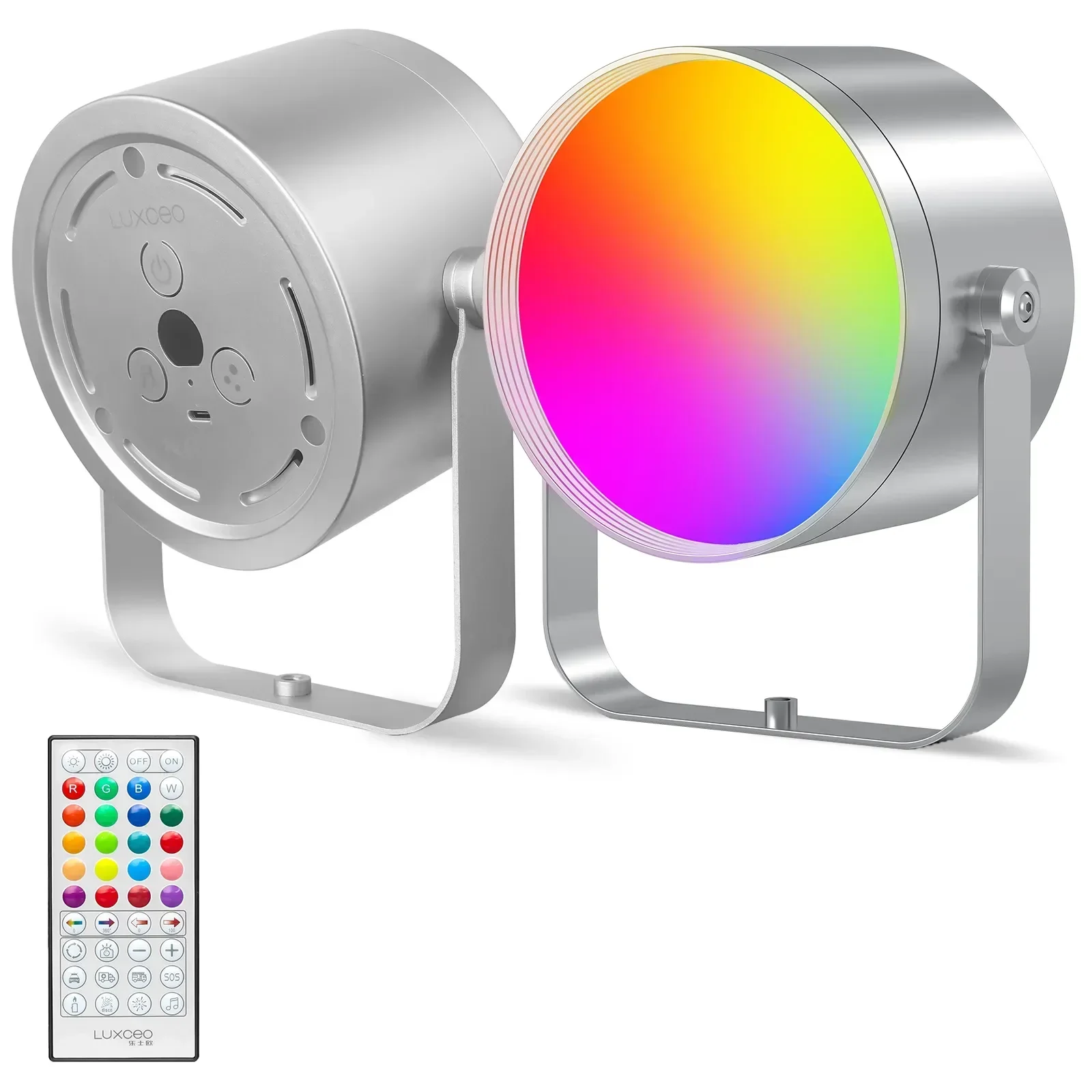 Фото Светодиодный RGB-светильник LUXCEO с 36000 цветами, 1000 лм, с музыкальным режимом, пультом дистанционного управления, изменяющий цвет, для сцены, бара, вечеринок, Хэллоуина №1
