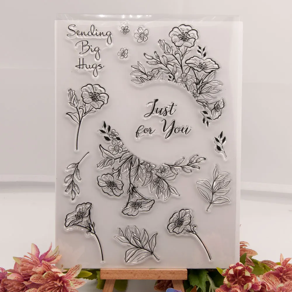 

Just for you Flowers Clear Stamps for DIY Scrapbooking Card Fairy Transparent Rubber Stamps Making Photo Album Crafts Decoration