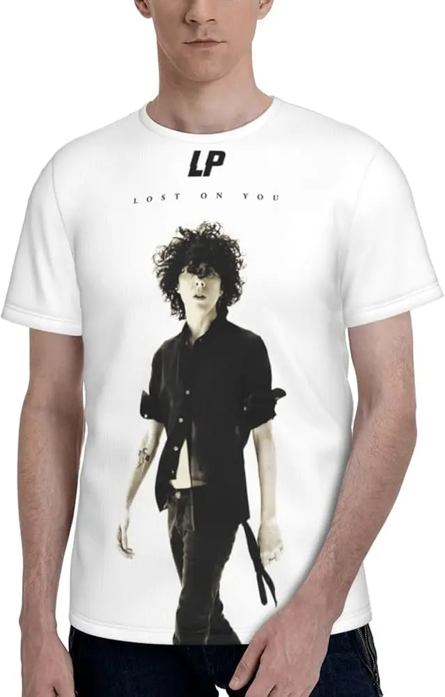 Мужские свободные футболки Laura Pergolizzi с круглым вырезом летние коротким рукавом