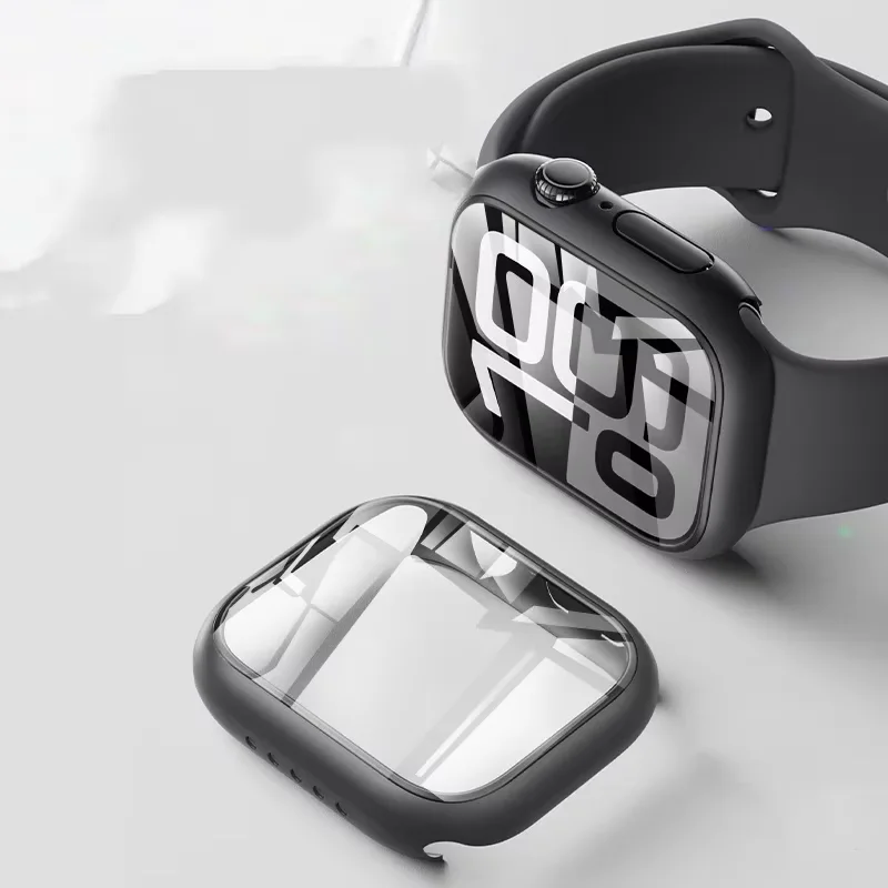 Фото Закаленное стекло + чехол для Apple Watch 10 42/46 мм Ultra/2 49 мм, матовый защитный чехол для ПК iWatch 9 8 7 6 5 4 SE 45 мм 41 мм 44 мм 40 мм №5