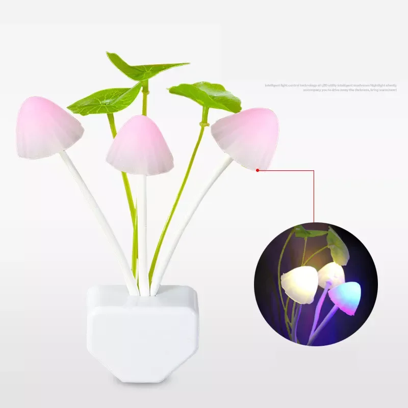 

Light Mushroom Lamp Novelty for Baby Led Bulbs Emergency Ac Eu&Us Plug Right Sensor 3 Colourful Fungus Anime Light