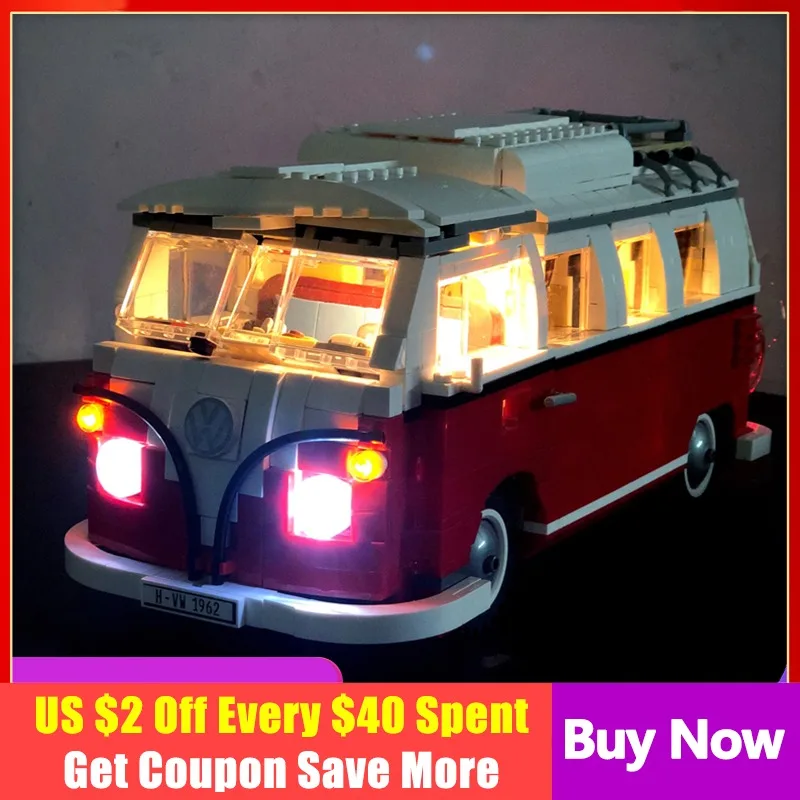 

(no blocks) New LED Light expert Toys Gift Bricks T1 Camper Van 10220 Building Blocks Children christmas set