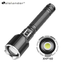sololandor new xhp160 long flashlight type c usb double switch strong light lamp attack head torch emergency charging treasure