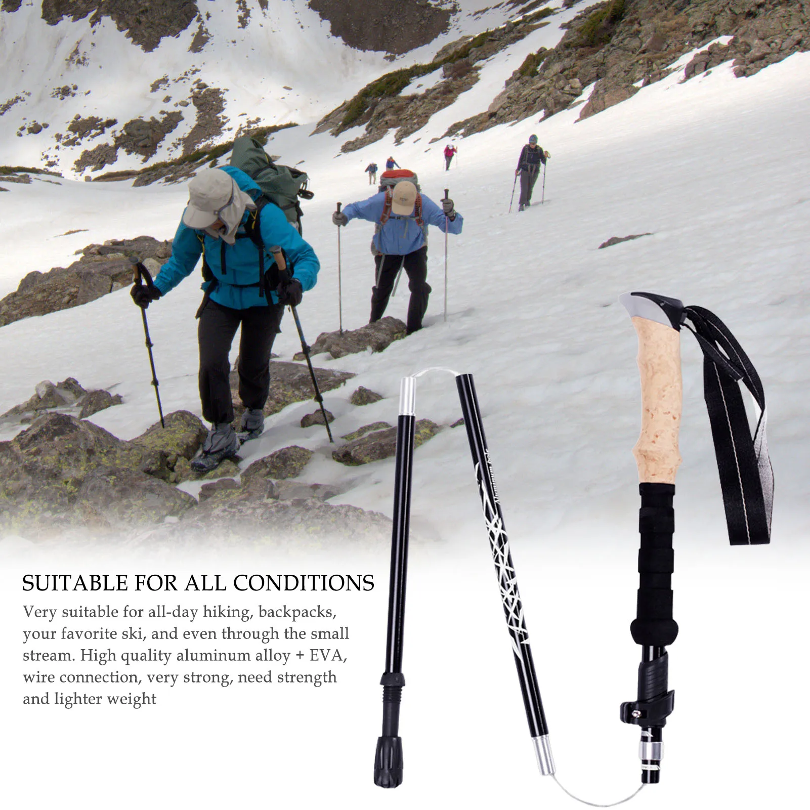 

Trekking Sticks Folding Hiking PolesWalking Stick With Quick Lock Outdoor Trekking Pole For Hiking Camping Easy To Grip 1Pc