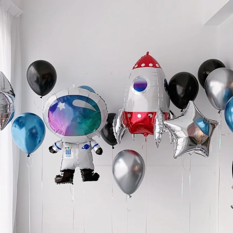 

3D Rocket Balloons Astronaut Foil Balloon Outer Space Spaceship ET Ballon for Birthday Party Decorations Boy Kids Baloons Toys