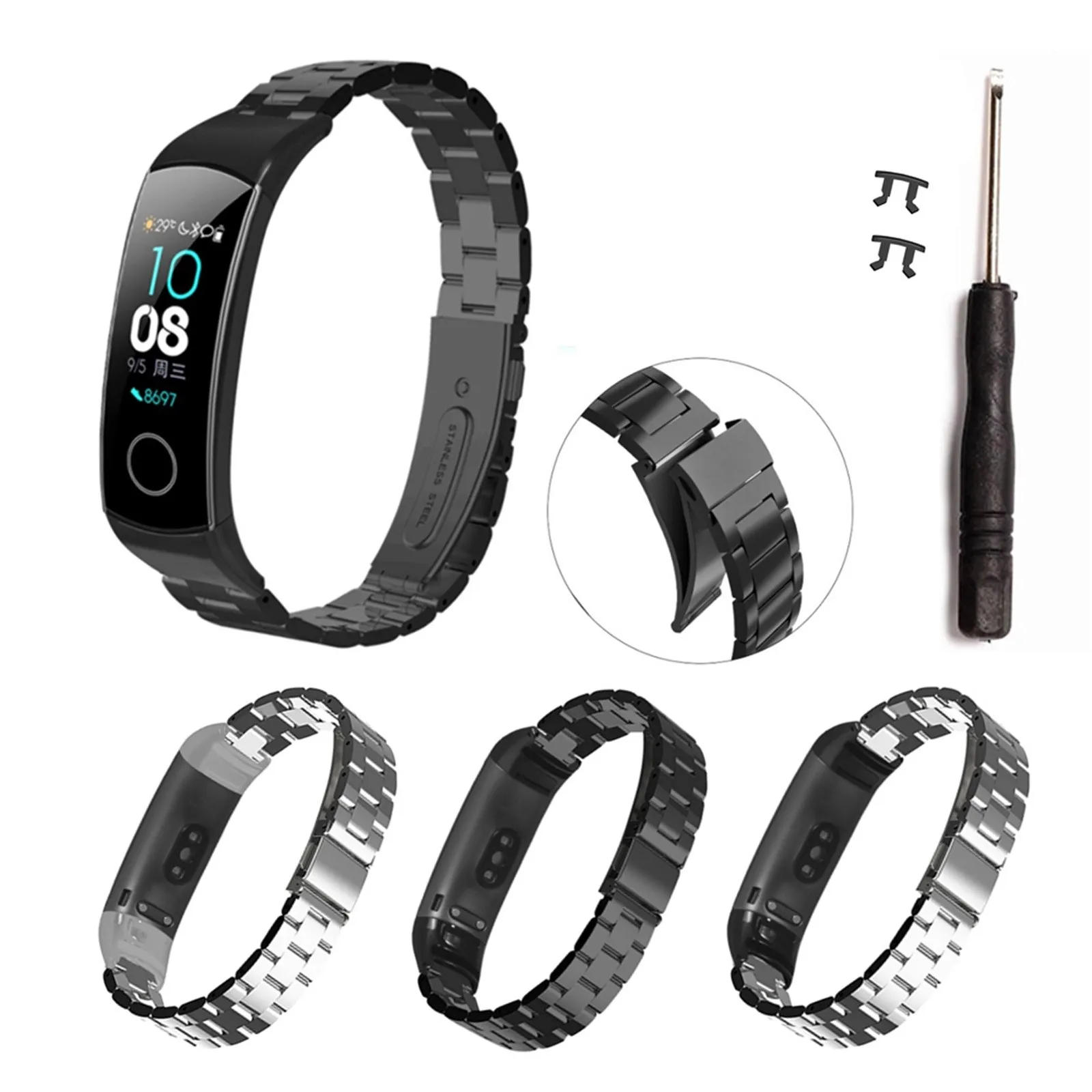 

Цветной браслет для облегчения боли, подходит для huawei, подходит для honor Band 5 4, три бусины, сменный металлический корпус