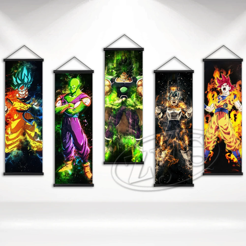 

Scroll Dragon Ball Canvas Anime Hanging Kakarotto Painting Home Vegeta Poster Super Saiyan Wall Art Picture Room Decoration Gift