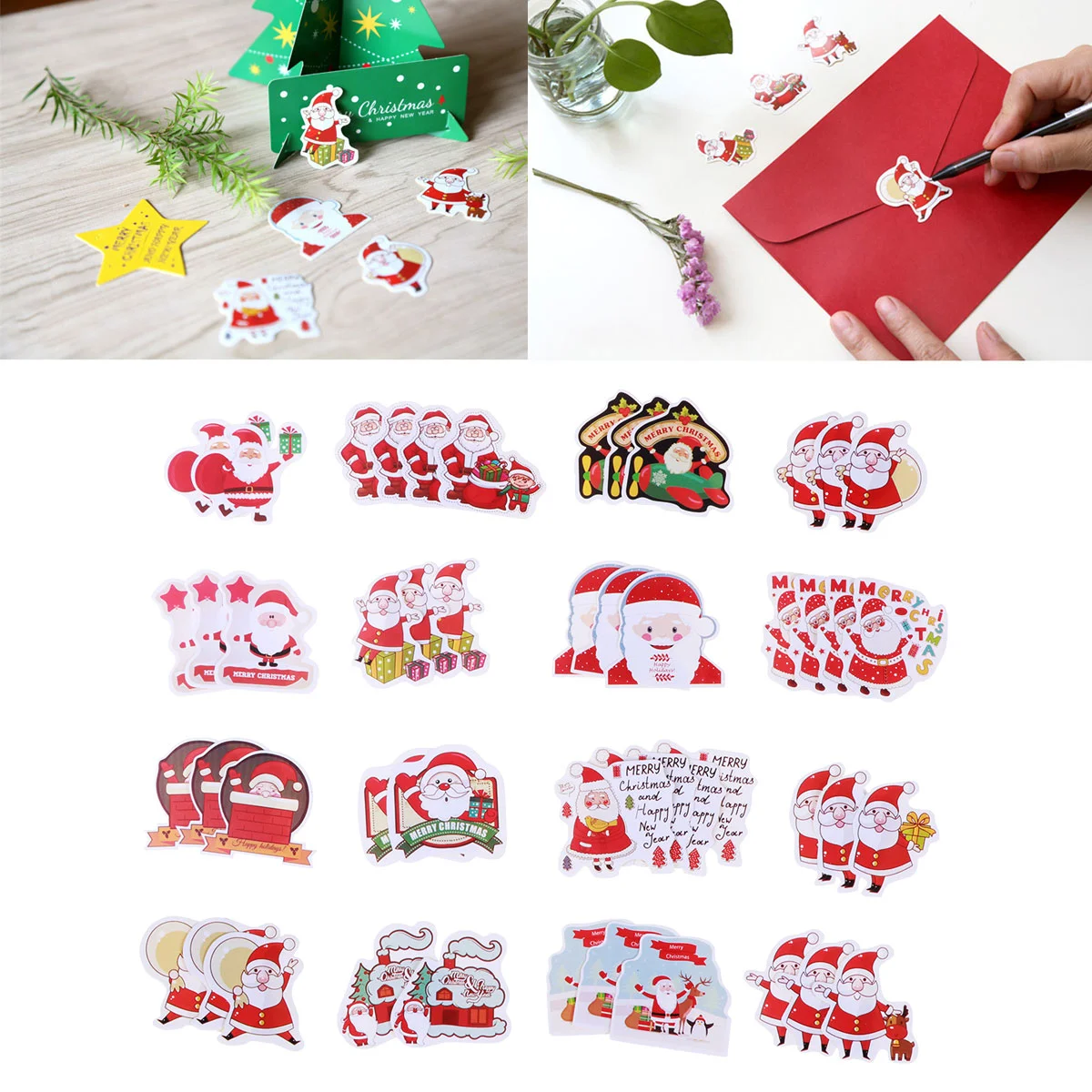 

48Pcs Christmas Decals Notebook Stickers Christmas Calendar Stickers Laptop Sticker Packing Label Wrapping Stickers