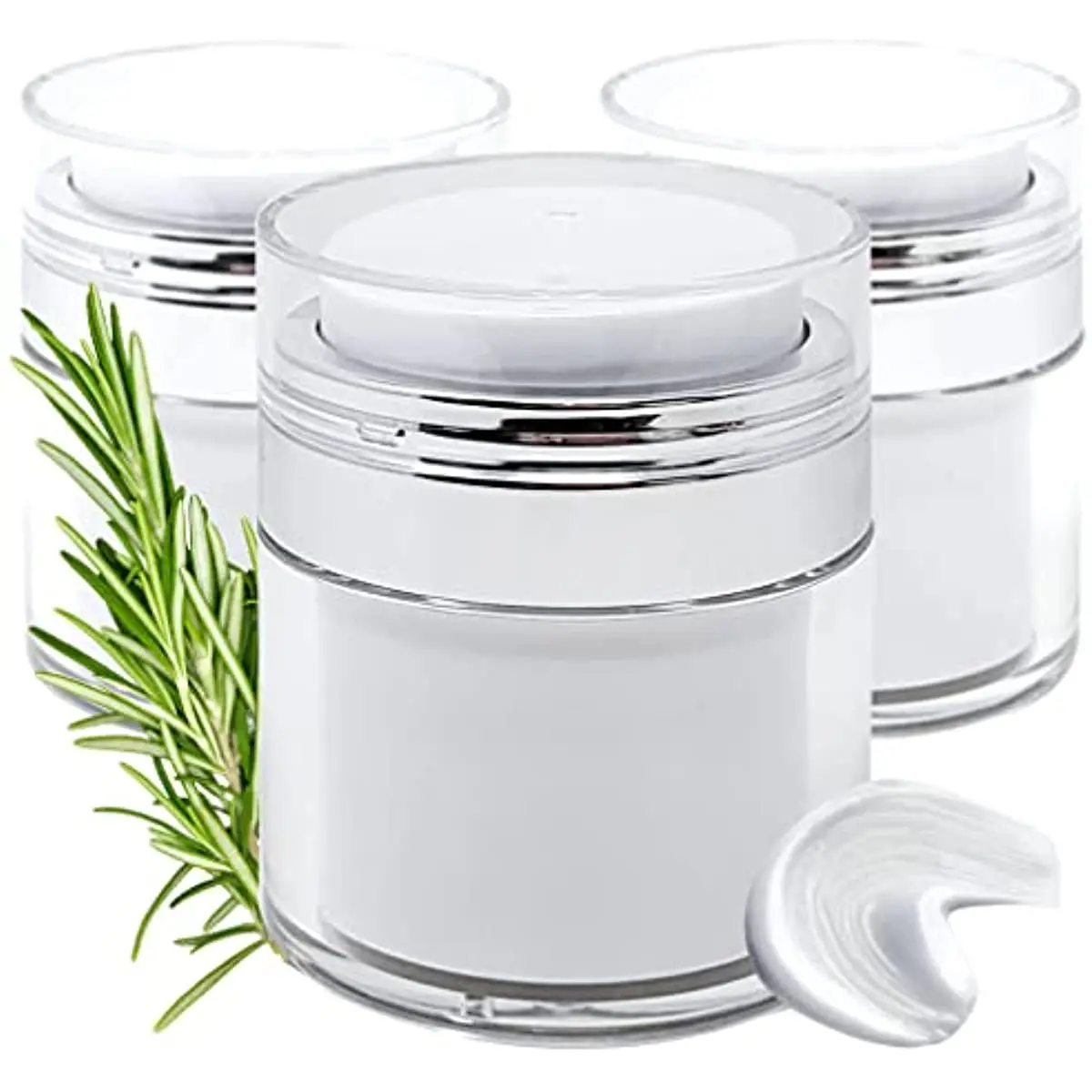 

3pack Airless Pump Jar 1.7 Oz 50 ML Refillable Cream Jar Travel Containers Makeup Lotion Creams Skincare Face Moisturizer Pots