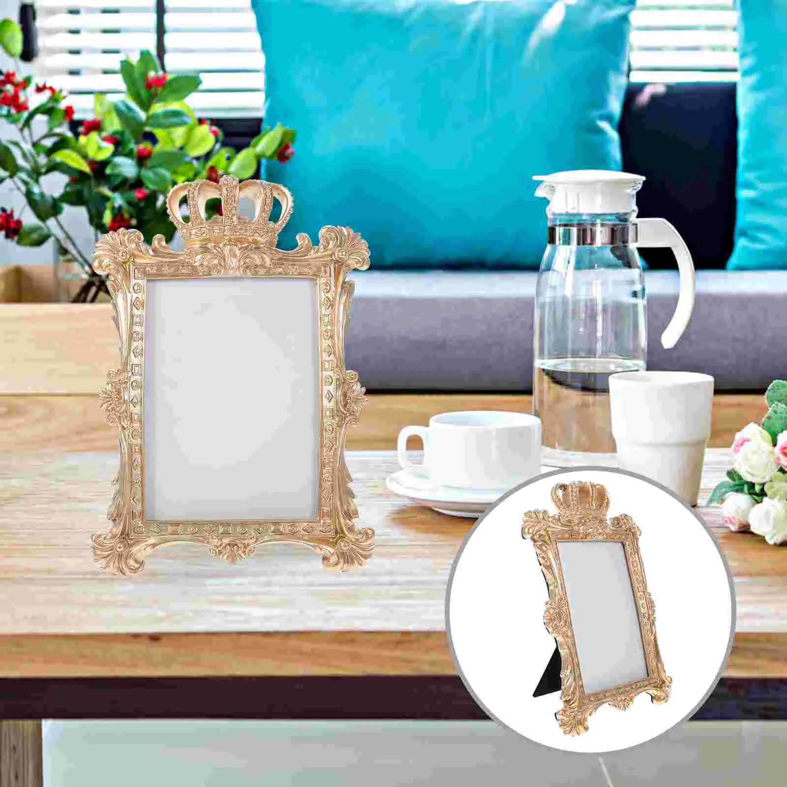 

Frame Photo Picture Frames Vintage Resin Holder Prop Tabletop Desk Gold Display Baby Mini Decorative Retro Photography Wedding