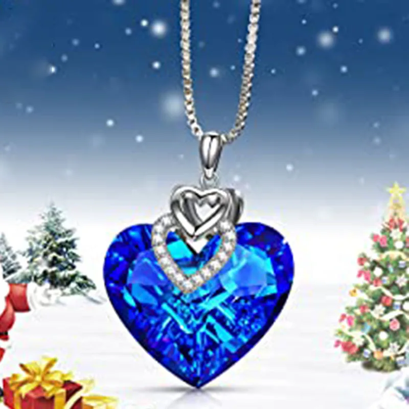 Женское металлическое Ожерелье Стразы в форме сердца океана очаровательное